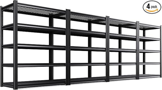 4-Pack Heavy Duty Garage Shelving for Garage, Warehouse & Workshop Storage Organization, 71" H x 35" W x 16" D Adjustable 5-Tier All Metal Wire Shelf for Tools, Storage Bins & Bulk Items