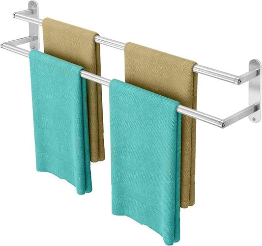Double Towel Bar 32 Inch, Towel Rack for Bathroom, Wall Mount Bathroom Towel Holder, Stainless Steel Bathroom Towel Rack, Double Towel Hanger Towel Rod(Brushed Nickel)