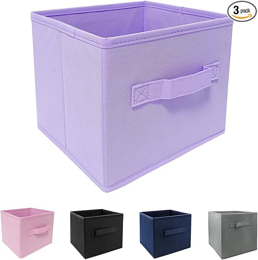 Purple Cube Storage Bins 9.0"x7.5"x7.5" Mini Size Fabirc Foldable Closet Toy Organizer Collapsible Cloth