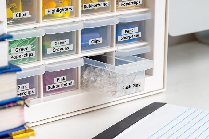 IRIS USA 16-Drawer Small Drawer Organizer, Craft Desk Storage, White | Wall mountable, Stackable Teacher Toolbox, Beads, Building Bricks, Water Packets, Screws, Hardware