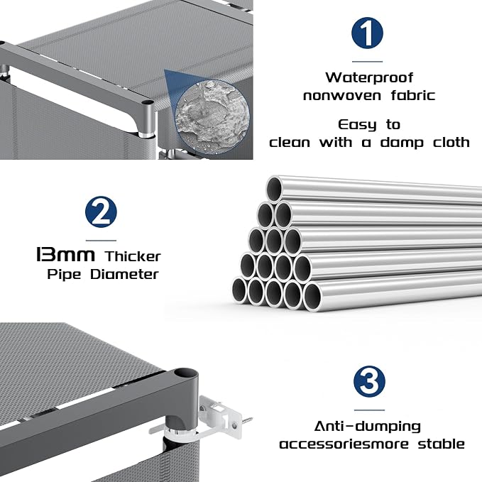 Mavivegue Book Shelf, 16 Cube Storage Organizer, DIY Bookcase, Metal Cube Bookshelf,Tall Book case for Bedroom, Living Room,Office,Closet Storage Organizer, Grey Cubicle Storage Rack