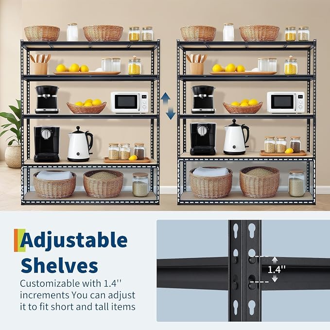 PeakPursuit Storage Shelving Unit, 5-Tier Adjustable Metal Storage Shelves, 36" L x 18" W x 72" H Heavy Duty Garage Storage Shelves for Kitchen Pantry Basement Bathroom Laundry
