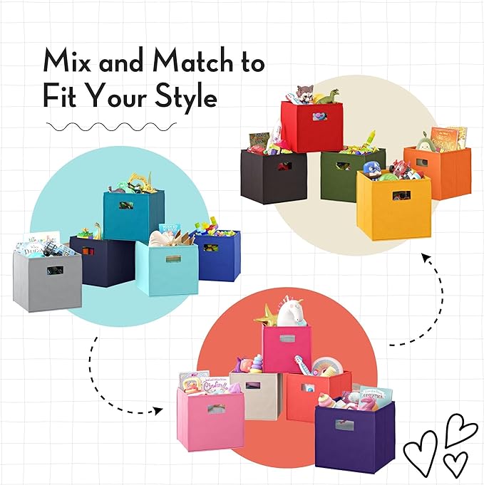 RiverRidge Folding Storage Bins with Handles Hot Pink Cube Storage Organizer for Closet, Bedroom & Playroom - Closet Organizers and Storage Set of 2