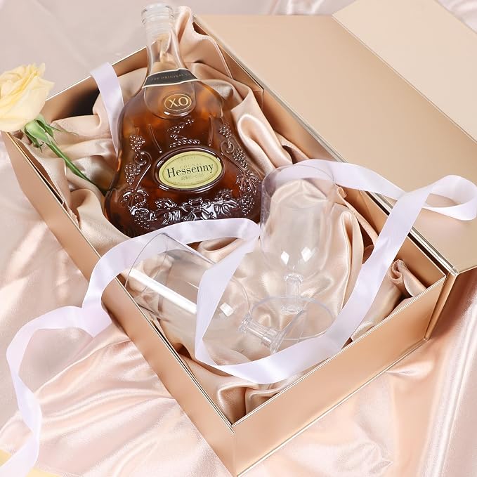 LFBOX Rose Gold Christmas Gift Box with Magnetic Lid 5 Pack | Large Bridesmaid Groomsman Proposal Boxes,13.8x8.3x4.4 in, Collapsible Rectangle Storage Box