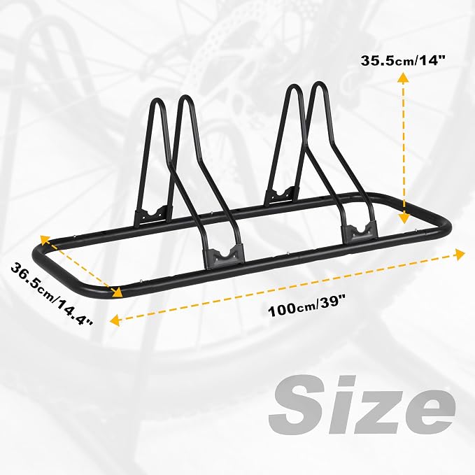 CyclingDeal Bicycle Floor Parking Rack Stand - for Mountain MTB Road Bike - Indoor Home Garage Storage - Upgraded 2 Bikes
