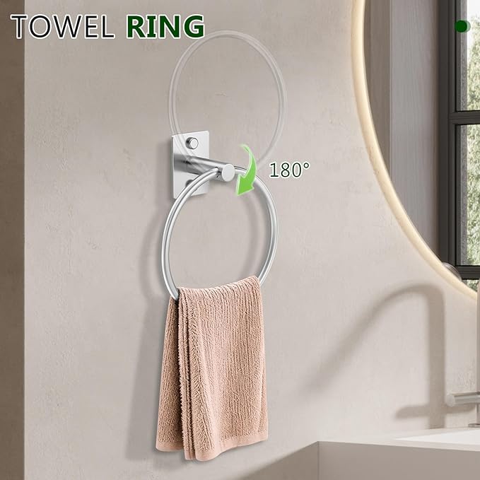 5 Pieces Bathroom Hardware Accessories Set Brushed Nickel Towel Bar Set Stainless Steel Towel Racks for Bathroom,Wall-Mounted 23.6 inch