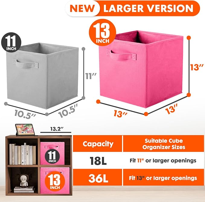 ShellKingdom Storage Bins, Foldable Fabric Storage Cube And Cloth Organizer | Storage Drawer For Closet And Toys, 13 X 13 X 13 INCH, 2 Pack (Fuchsia)