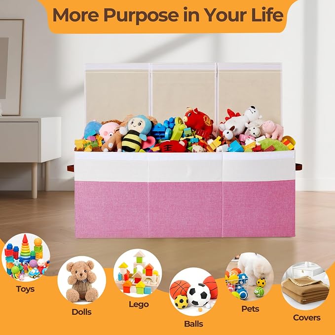 Extra Large Toy Box with Lid,Collapsible Toy Storage Chest Bin,Pink | 40"x14"x16",150L Large Capacity,Sturdy Kids Organizer,Toybox,Toy Bin for Boys & Girls,Living Room,Nursery,Bedroom,Playroom