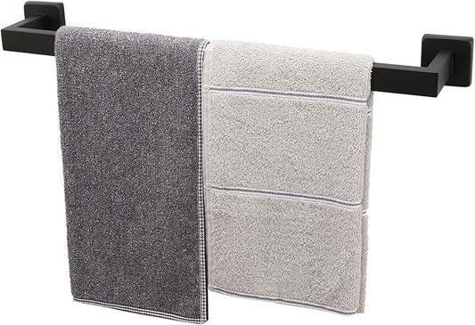 TocTen Bath Towel Rack - Square Base Thicken SUS304 Stainless Steel Towel Bar for Bathroom, Bathroom Accessories Towel Rod Heavy Duty Wall Mounted Towel Holder. (Black, 20)