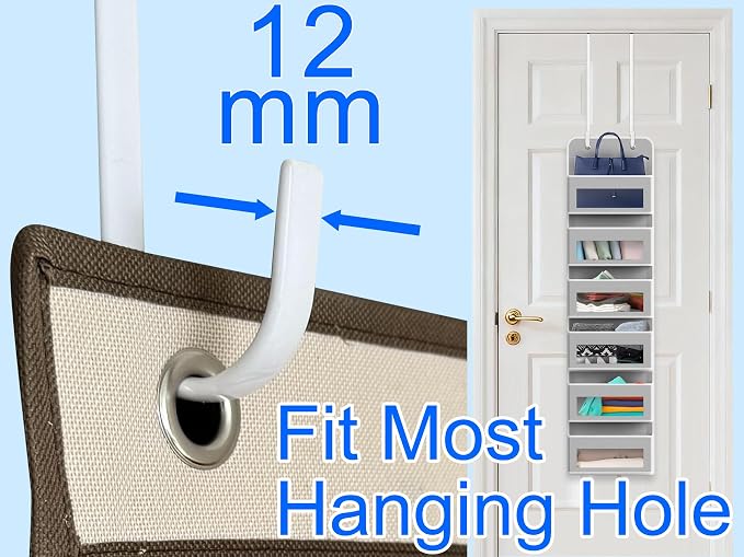 Single Extra Long Over Door Steel Hooks 4 Pack Fit 1-3/8" Door 14.2" White | Plastic Coated Rubber Feel Towel Rack Robe Coat Shoe Wreath Hanger No Damage No Scratch for Bathroom Heavy Duty Thin Top
