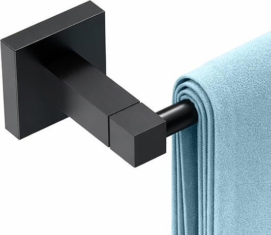 RUACQ Towel Bar, 9" Towel Racks for Bathroom Wall Mounted, Matte Black | Hand Towel Holder, Total Length 10.8 Inch Single Towel Rod, 304 Stainless Steel, Rustproof, Square Base, Heavy Duty, Modern