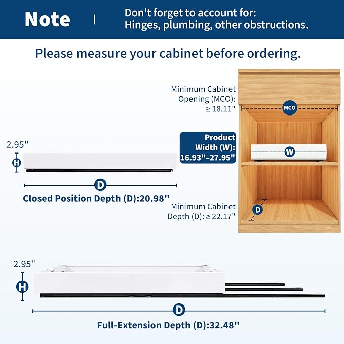 Garvee 2 Pack Pull Out Cabinet Organizers, Expandable 16.93"-27.95" Width