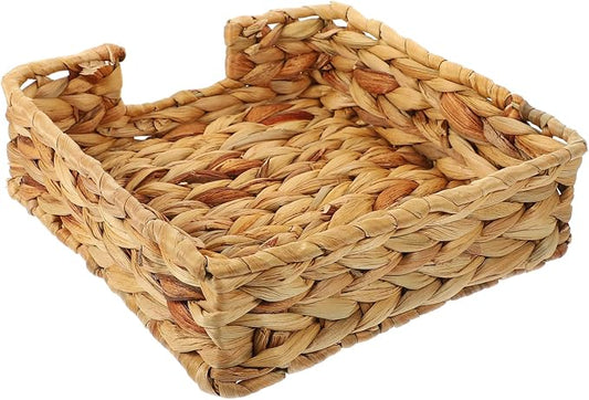 MAGICLULU Storage Basket Square Woven Craft Organizer for Desk Home Decorative Sundries Holder for Snacks and Small Items Natural Straw Design