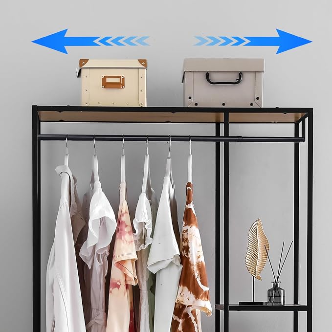 Expandable Closet Rod for Wire Shelf Hanging Clothes Adjustable Heavy Duty Closet Hanging Rod Extender Heavy Duty Hanger Bar Metal Poles for Wardrobes Hanger, 1 Pack(36-60 Inch,Black)