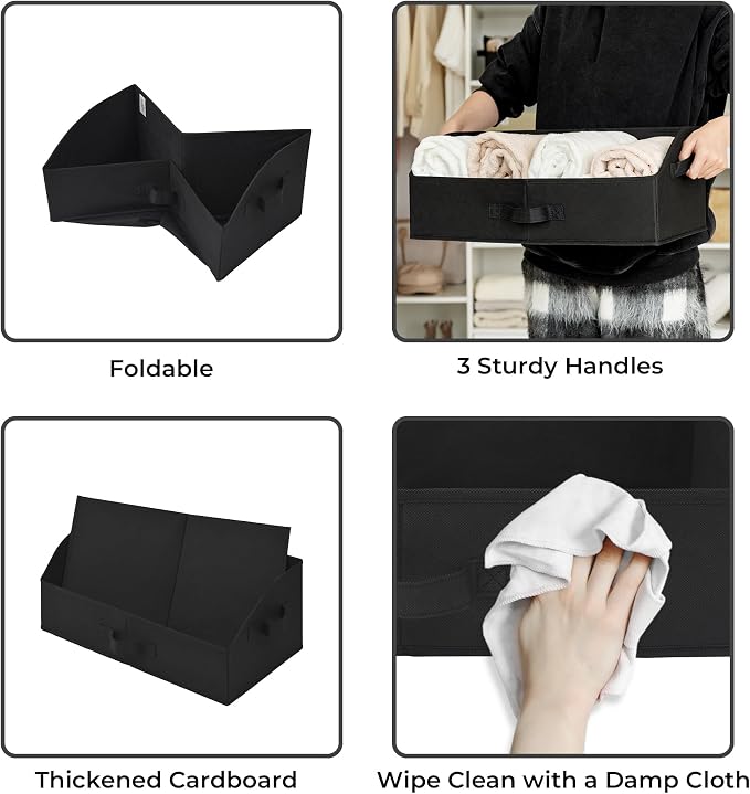 GRANNY SAYS Trapezoid Closet Storage Bins, Large, Black, 3-Pack | Shelf Storage Baskets, Clothes Storage Bin, Closet Organizer and Storage Bins, Clothing Bins for Closet Shelves