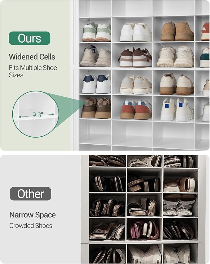 Hzuaneri 13 Tiers Shoe Storage Cabinet, Tall Shoe Cabinet with Cubby | Wooden Shoes Organizer for Closet, 52 Pairs, Shoes Cubby Organizer for Entryway, Hallway, Bedroom, White SR41003X