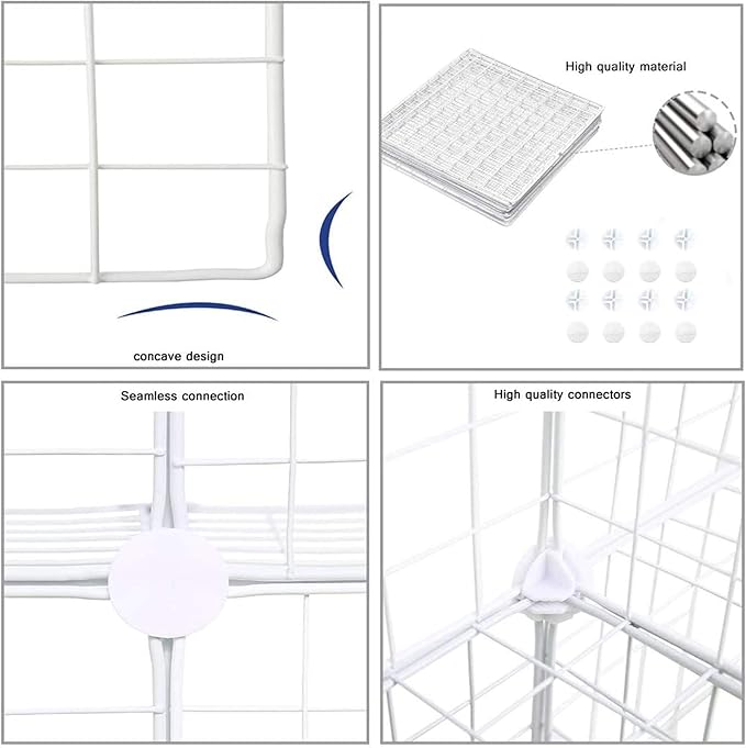C&AHOME Wire Cube Storage, 9-Cube Organizer Metal, Wire C Grids Storage, Storage Bins Shelf, Modular Bookshelf, Closet Cabinet Ideal for Home, Living Room, Office 36.6”L x 12.4”W x 48.4”H White | Storage Bins Shelf, Modular Bookshelf Units, Closet Cabi...