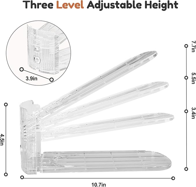 Shoe Slots Organizer for Closet, 20 Pack Acrylic Shoe Stackers Shoe Rack Holder, 3 Levels Adjustable Thickening Shoe Display Shoe Storage 50% Space Saving Zapateras Organizer (Clear,20 Pack)