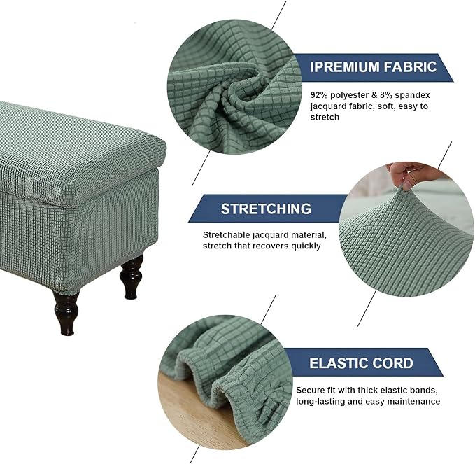 FUANGUI Ottoman Cover Slipcovers Rectangular Folding Stretch | Storage Bench Footrest Sofa Stool Covers Footstool Protector with Elastic Bottom, Removable Washable,Medium