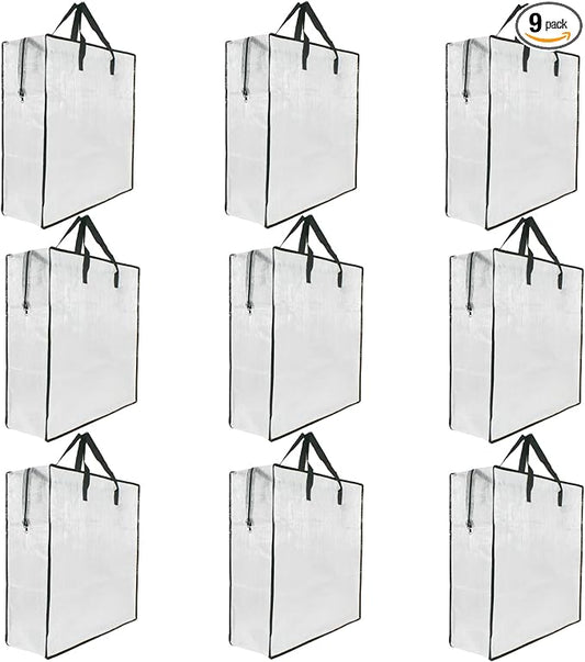 9 Pack Clear Storage Bags with Zipper and Handles, Blanket Bags For Closet Storage, Moving and Packing Supplies for College, Underbed Storage Organizer for Clothes Pillow Bedding Christmas Wreath