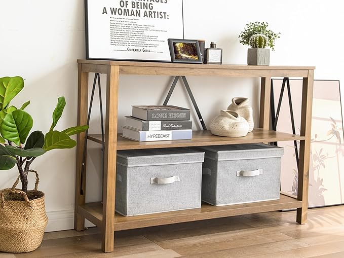 StorageWorks Fabric Storage Bins with Lids, Large Closet Storage Bins | Flip-Top Lid, 3 Handles, Collapsible, Stackable, for Clothes Blankets, Multi-Purpose, Large, Gray, 2-Pack