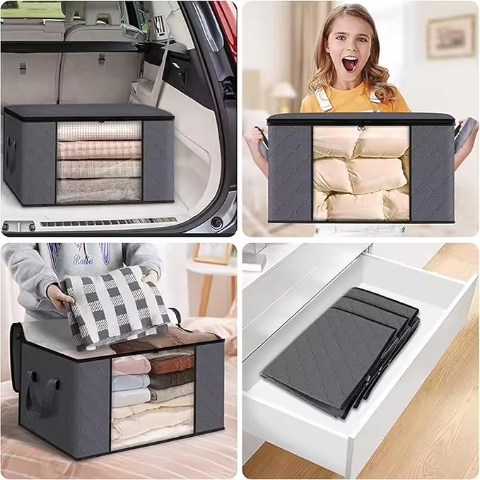 18PCS 60L/18PCS 90L Extra Large Moving Bags Comforter and Blanket Storage Bins With Lids Foldable Storage Bags