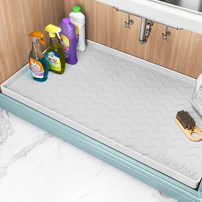 TigeJoy 34" x 19" Under Sink Mats for Kitchen Waterproof, Leak-Proof Silicone Mat Sink Protector and Cabinet Liner, Kitchen Essentials Organizer and Storage, Boot or Shoe Tray, Pet Feeding Mat | Leak-Proof Silicone Mat Sink Protector, Kitchen Essential...