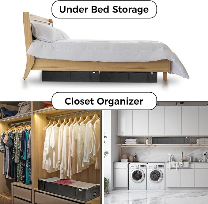 StorageExpert Closet Organizers and Storage - Maximize Space with Under Bed Storage Containers & Clothes Storage - Ideal Closet Organizer, Toy Storage Organizer & Underbed Storage (Black, 4 Pack)