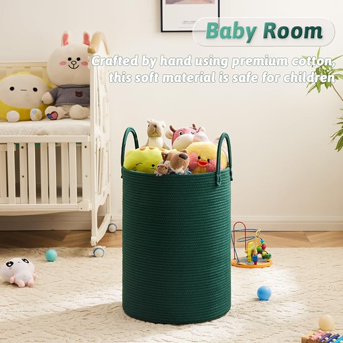Artfeel Laundry Basket,Woven Cotton Rope Laundry Hamper,60L for Decorative Storage of Dirty Clothes,Toys and Blankets in Bathroom,Baby Room and Living Room