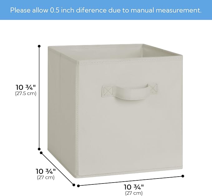 Cupic Cupid 11 Inch Storage Cube, Fabric Cube Storage Bin with Handles, Storage Cube Organizer for Clothes and Toys, Collapsible Cube Bins for Closet, Shelves, Nursery, 6-Pack, Light Gray