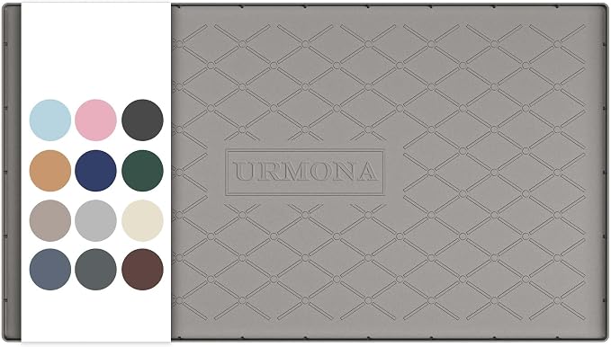 URMONA 40" x 22" Waterproof Silicone Mat in Multiple Sizes & Colors, Under Sink Mat for Kitchen & Bathroom, Pet Food Pad for Dogs & Cats, Kitchen Cabinet Liner, Multi-Purpose for Storage(Beige)