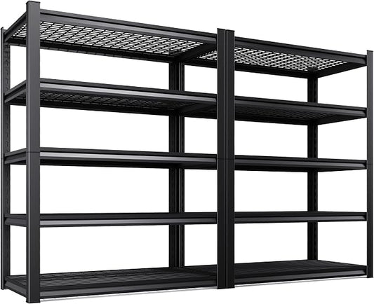 Set of 2 71"H Garage Shelving-3000LBS 5 Tier Storage Shelves,Adjustable Heavy Duty Metal Shelving Unit and Storage Large Wire Rack,Utility Steel Shelf For Shop Warehouse Industrial Pantry 71"x35"x16"