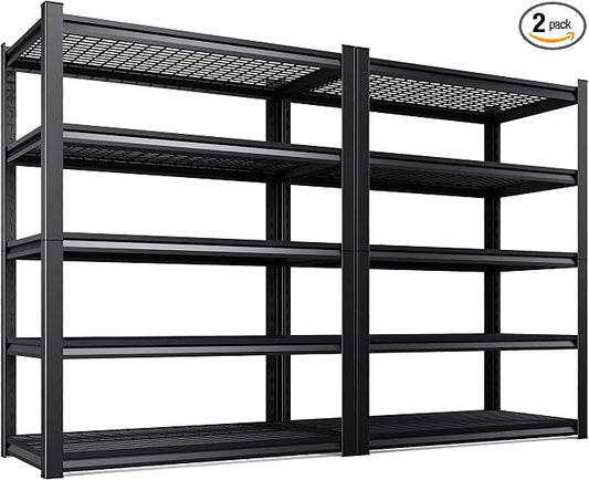 2-Pack Heavy Duty Garage Shelving for Garage, Warehouse & Workshop Storage Organization, 71" H x 35" W x 16" D Adjustable 5-Tier All Metal Wire Shelf for Tools, Storage Bins & Bulk Items