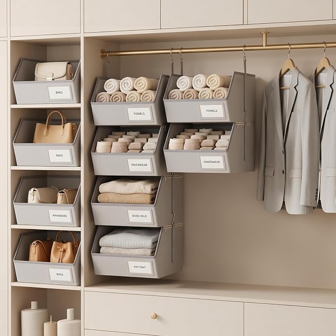 Hanging Closet Organizer, Detachable Hanging Storage Shelves | Reinforced Side Panels, Dorm Closet Organizer, RV Closet Organizers and Storage, Organizer for Clothes, Sweaters,Socks Purple