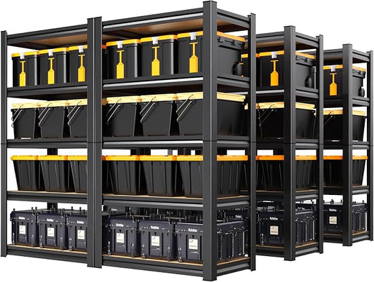 6 Pack Garage Shelving Heavy Duty Storage Shelves, Metal Adjustable Shelving Unit, Utility Garage Organizer Shelf for Basement, Pantry, Kitchen, Warehouse, 71.2" Hx28 Wx12 D, Black