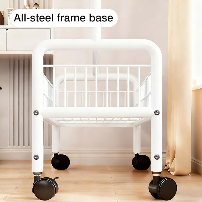 MYUPDALIN Clothes Rack with Shelves, Clothing Rack with Wheels, Multifunctional Hangers with Storage Baskets and Shoe Racks, Ideal for Bedrooms and Living Rooms