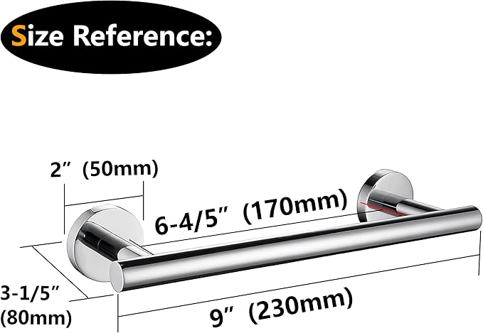 Nolimas Polished Chrome Bath Towel Bar Single Bars Towel Rack Rod Classic Wall Mounted Stainless Steel Bathroom Towel Bar Toilet Kitchen Towel Shelf Single Layer,9inch