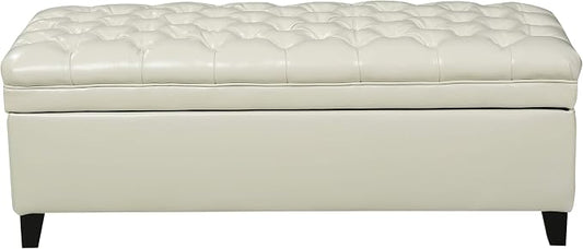 Christopher Knight Home Juliana PU Storage Ottoman, Ivory