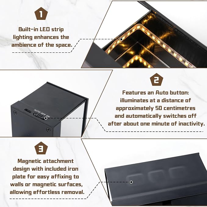 Magnetic Infinity Car Garage Key Holder with LED, Rechargeable Race Car Key Holder for Wall, Glowing Small Cars Garage Key Holders with Opening Door