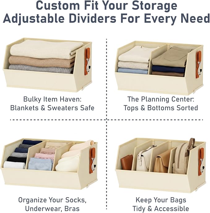 Hanging Closet Organizer Extra Large, Clothes Hanging Shelves for Closet with Divider, Collapsible Closet Storage System, Fabric Storage Bins for Home, Dorm, Rv, Sweaters, Handbags, Underwear, Sock