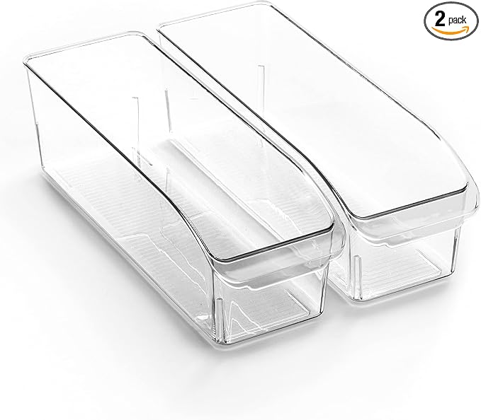BINO | Plastic Storage Bins, Small | THE CURVE COLLECTION | Multi-Use Organizer Bins | Storage Containers Kitchen, Pantry and Home Organization | Fridge Organizers | Pantry Organization and Storage