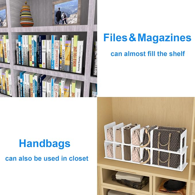 Adjustable Vertical File Sorter Sturdy Plastic Expandable Upright File Holder, Desktop Binder Organizer, School Office File Organizer Bookshelf Divider, Assemble Easily Endlessly, Pink
