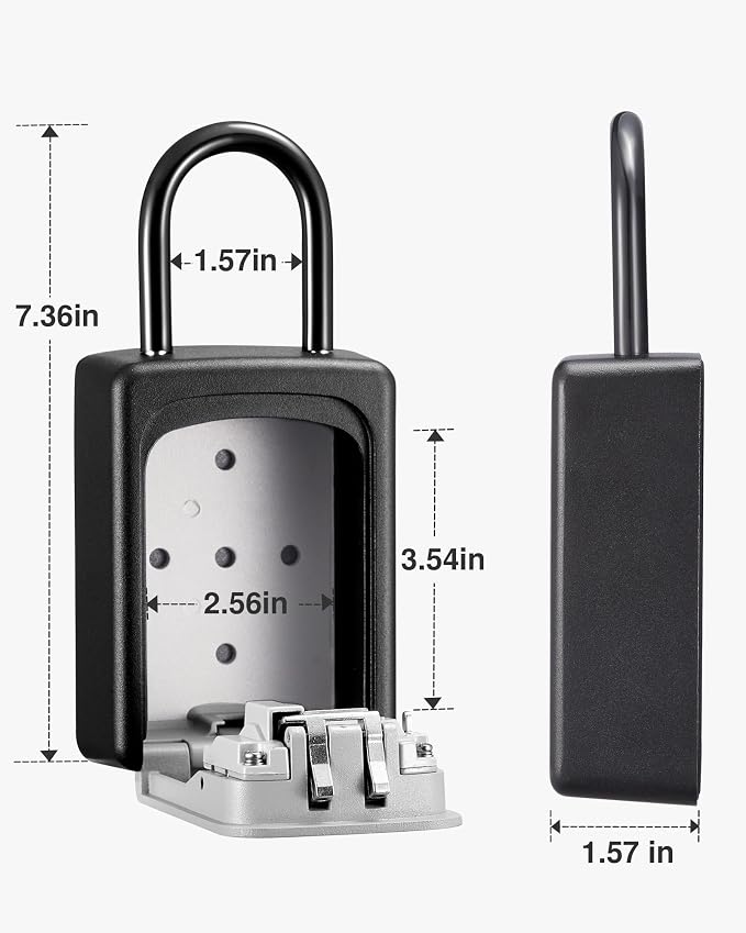 Puroma Lock Box, Large Key Lock Box Resettable Combination Code Lockbox, Portable Wall Mount Lockbox Security Safe Box for Outside Outdoor Home Office Door Handle House Key, Gray (4 Pack)