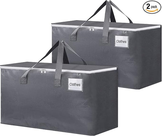 BlissTotes Large Moving Bags, Storage Bags, 93L-2 Pack | Moving Bags with Zipper, Handles Moving Supplies with lids, Heavy Duty Totes for Storage Bags, Space Saving, Moving Totes