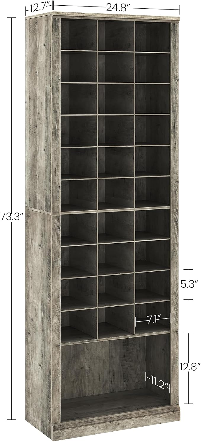 Hzuaneri 11 Tiers Shoe Storage Cabinet, Tall Shoes Cabinet with Cubby | Freestanding Wooden Shoe Organizer, 30-33 Pairs, Shoes Cubby Organizer for Entryway, Bedroom, Greige SR02005B
