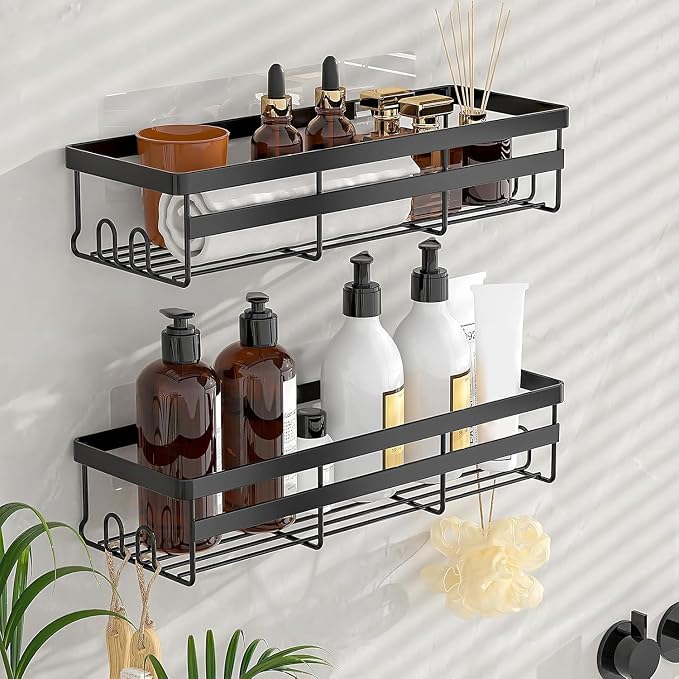 WOWBOX Shower Caddies 4 Pack - Adhesive Hanging Shower Shelf - Bathroom Organizers and Storage, No Drilling Stainless Shower Shelves for Home Decor, Bathroom Accessories (Large)