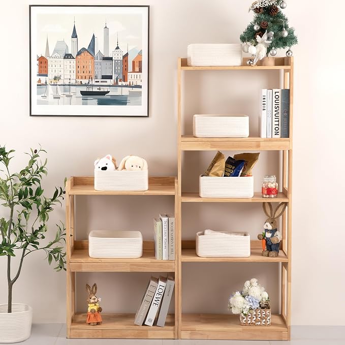 OIASKET 6 Pack Storage Baskets for Shelves, Small Baskets for Shelves, Cute Decorative Storage Bins, Organizer Basket for Gifts Empty, 11.8''Lx7.8''Wx4.7''H-White