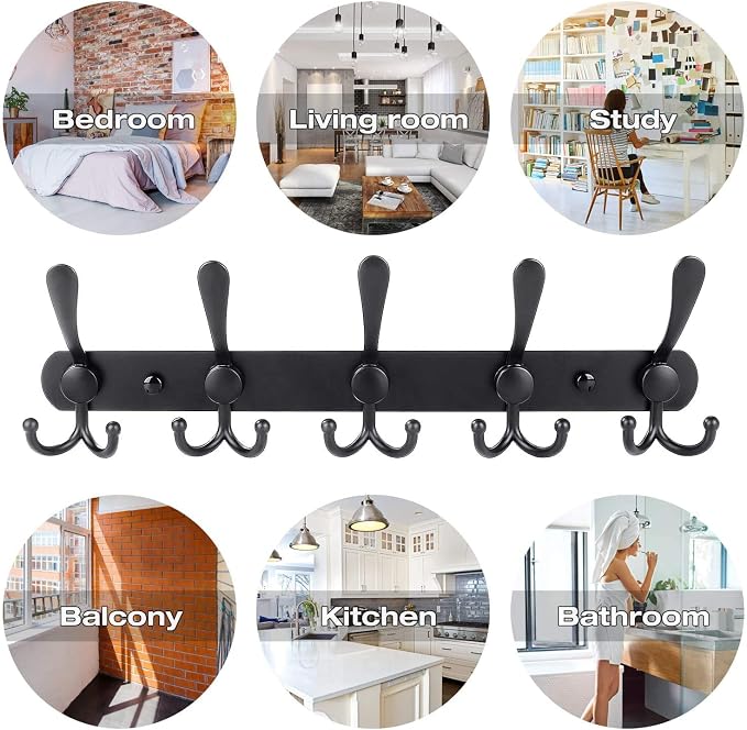 GlazieVault Coat Rack Wall Mount - Stainless Steel Coat Rack (2 Pack) - Heavy Duty Coat Hooks Wall Mounted - Hanger for Hat Towel Robes Jacket Clothes for Bathroom Entryway