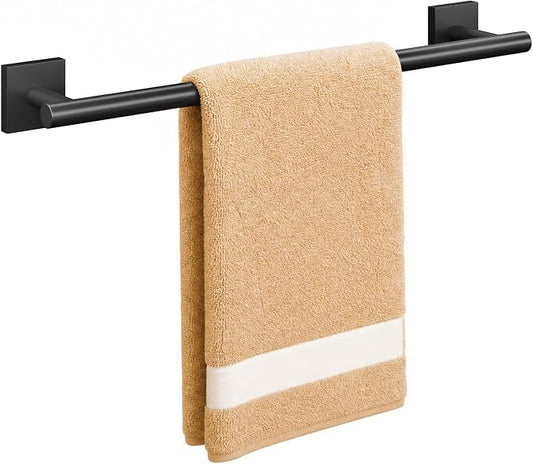 Matte Black Towel Bar, 18 Inch Towel Racks for Bathroom | Thicken 304 Stainless Steel Towel Holder with Square Base, Towel Rod Wall Mounted, Modern Home Decor (Total Length 20 Inch)