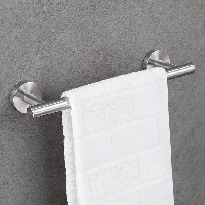 USHOWER Brushed Nickel Hand Towel Bar, 9-Inch Towel Racks for Bathroom | Thicken SUS304 Stainless Steel Towel Rod, Towel Holder Wall-Mounted, Modern Home Decor (Total Length 11-Inch)
